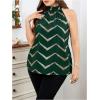 imageOYOANGLE Womens Plus Size Striped Halter Neck Blouses Tie Back Sleeveless Loose Elegant Tank TopsDark Green