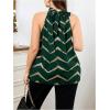 imageOYOANGLE Womens Plus Size Striped Halter Neck Blouses Tie Back Sleeveless Loose Elegant Tank TopsDark Green