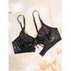 imageOYOANGLE Womens Pu Leather Push Up Underwire Bras Spaghetti Strap Crop Cami Tops Party ClubwearBlack