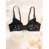imageOYOANGLE Womens Pu Leather Push Up Underwire Bras Spaghetti Strap Crop Cami Tops Party ClubwearBlack