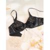 imageOYOANGLE Womens Pu Leather Push Up Underwire Bras Spaghetti Strap Crop Cami Tops Party ClubwearBlack