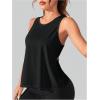 imageOYOANGLE Womens Sports Workout Tops Open Back Running Tank Top Racerback Casual Yoga Athletic ShirtsBlack