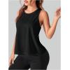 imageOYOANGLE Womens Sports Workout Tops Open Back Running Tank Top Racerback Casual Yoga Athletic ShirtsBlack