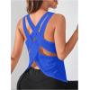 imageOYOANGLE Womens Sports Workout Tops Open Back Running Tank Top Racerback Casual Yoga Athletic ShirtsBlue