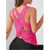 imageOYOANGLE Womens Sports Workout Tops Open Back Running Tank Top Racerback Casual Yoga Athletic ShirtsHot Pink
