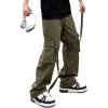 imageOYOANGLE Mens Camo Print Drawstring Waist Straight Wide Leg Flap Pocket Cargo Pants TrousersArmy Green