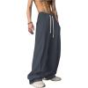 imageOYOANGLE Mens Drawstring Elastic Waist Baggy Sweatpants Y2K Loose Wide Leg Long Pants with PocketMedium Grey
