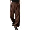imageOYOANGLE Mens Pleated High Waist Wide Leg Pants Loose Fit Casual Pants with PocketBrown