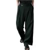 imageOYOANGLE Mens Pleated High Waist Wide Leg Pants Loose Fit Casual Pants with PocketDark Green