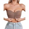 imageOYOANGLE Womens Front Closure Push Up Strapless Bra Scallop Trim Wireless Bandeau Bralettes Invisible Tube TopsCoffee Brown