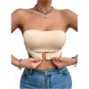 imageOYOANGLE Womens Front Closure Strapless Bra Wireless Tube Bralette Seamless Bandeau BrasApricot