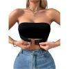 imageOYOANGLE Womens Front Closure Strapless Bra Wireless Tube Bralette Seamless Bandeau BrasBlack