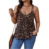 imageOYOANGLE Womens Plus Size Leopard Print Camisoles Sleeveless Deep V Neck Spaghetti Strap Loose Tank TopsMulticolor