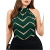 imageOYOANGLE Womens Plus Size Striped Halter Neck Blouses Tie Back Sleeveless Loose Elegant Tank TopsDark Green
