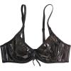 imageOYOANGLE Womens Pu Leather Push Up Underwire Bras Spaghetti Strap Crop Cami Tops Party ClubwearBlack