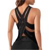 imageOYOANGLE Womens Sports Workout Tops Open Back Running Tank Top Racerback Casual Yoga Athletic ShirtsBlack