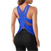 imageOYOANGLE Womens Sports Workout Tops Open Back Running Tank Top Racerback Casual Yoga Athletic ShirtsBlue