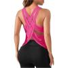 imageOYOANGLE Womens Sports Workout Tops Open Back Running Tank Top Racerback Casual Yoga Athletic ShirtsHot Pink