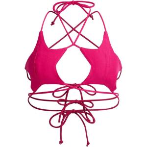 imageOYOANGLE Womens Plus Size Star Criss Cross Crop Cami Top Y2K Tie Backless Camisole Rave TopsHot Pink