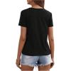 imageOYOANGLE Womens Cutout Deep V Neck Choker Tee Short Sleeve Summer Tunic Tops ShirtsBlack