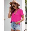 imageOYOANGLE Womens Cutout Deep V Neck Choker Tee Short Sleeve Summer Tunic Tops ShirtsDeep Pink