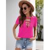 imageOYOANGLE Womens Cutout Deep V Neck Choker Tee Short Sleeve Summer Tunic Tops ShirtsDeep Pink