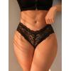 imageOYOANGLE Womens Floral Lace Pearl Cut Out Low Rise Sheer Panty Stretchy Crotchless Thong Panties UnderwearBlack