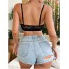 imageOYOANGLE Womens Floral Lace Sheer Mesh Bras V Neck Wireless No Padding Bralettes Adjustable Strap Cami TopsBlack