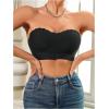imageOYOANGLE Womens Front Closure Scallop Trim Padded Bandeau Bralette Seamless Strapless NonSlip Tube BraBlack