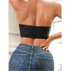 imageOYOANGLE Womens Front Closure Scallop Trim Padded Bandeau Bralette Seamless Strapless NonSlip Tube BraBlack