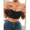 imageOYOANGLE Womens Front Closure Scallop Trim Padded Bandeau Bralette Seamless Strapless NonSlip Tube BraBlack