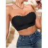 imageOYOANGLE Womens Front Closure Scallop Trim Padded Bandeau Bralette Seamless Strapless NonSlip Tube BraBlack