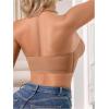 imageOYOANGLE Womens Front Closure Scallop Trim Padded Bandeau Bralette Seamless Strapless NonSlip Tube BraKhaki