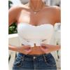 imageOYOANGLE Womens Front Closure Scallop Trim Padded Bandeau Bralette Seamless Strapless NonSlip Tube BraWhite