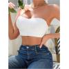 imageOYOANGLE Womens Front Closure Scallop Trim Padded Bandeau Bralette Seamless Strapless NonSlip Tube BraWhite