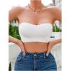 imageOYOANGLE Womens Front Closure Scallop Trim Padded Bandeau Bralette Seamless Strapless NonSlip Tube BraWhite