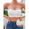 imageOYOANGLE Womens Front Closure Scallop Trim Padded Bandeau Bralette Seamless Strapless NonSlip Tube BraWhite