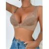 imageOYOANGLE Womens Lace Up Front Closure Bras Deep V Neck Knitted Wire Free Push Up Comfortable BralettesApricot