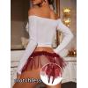 imageOYOANGLE Womens Mesh Babydoll Lingerie Cute Bow Tie Ruffle Lace Trim Thong Panty Low Rise UnderwearBurgundy