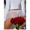imageOYOANGLE Womens Mesh Babydoll Lingerie Cute Bow Tie Ruffle Lace Trim Thong Panty Low Rise UnderwearLight Blue