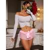 imageOYOANGLE Womens Mesh Babydoll Lingerie Cute Bow Tie Ruffle Lace Trim Thong Panty Low Rise UnderwearPink