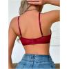 imageOYOANGLE Womens PU Leather Contrast Mesh Cut Out Bras Wireless Unlined Plunge Bralettes Cami TopBurgundy