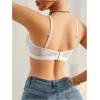 imageOYOANGLE Womens PU Leather Contrast Mesh Cut Out Bras Wireless Unlined Plunge Bralettes Cami TopWhite