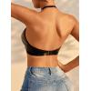 imageOYOANGLE Womens Pu Leather Lingerie Crisscross Cut Out Halter Bralette No Padded Backless BraBlack
