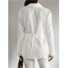 imageOYOANGLE Womens Wrap Front Button Down Blouses Collared Long Sleeve Tie Back Office Work Shirts TopsWhite