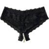 imageOYOANGLE Womens Floral Lace Pearl Cut Out Low Rise Sheer Panty Stretchy Crotchless Thong Panties UnderwearBlack