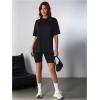 imageOYOANGLE Womens Butterfly Cut Out Back T Shirts Crew Neck Short Sleeve Loose Casual Tee TopsBlack