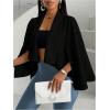 imageOYOANGLE Womens Cape Long Sleeve Cropped Blazer Jacket Open Front Solid Elegant Trendy Cardigan CoatsBlack