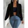imageOYOANGLE Womens Cape Long Sleeve Cropped Blazer Jacket Open Front Solid Elegant Trendy Cardigan CoatsBlack