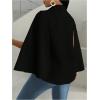 imageOYOANGLE Womens Cape Long Sleeve Cropped Blazer Jacket Open Front Solid Elegant Trendy Cardigan CoatsBlack